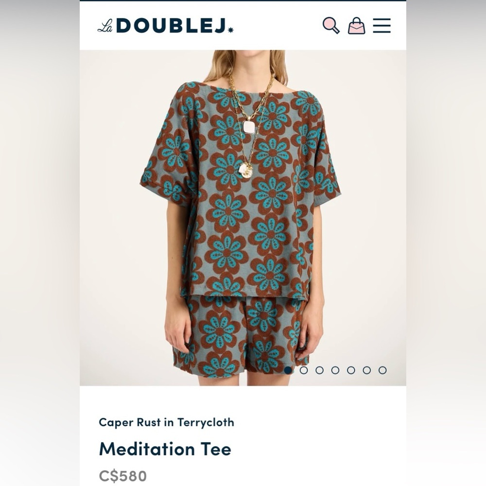 NEW La DoubleJ Size Medium Caper Rust in Terrycloth Meditation Tee